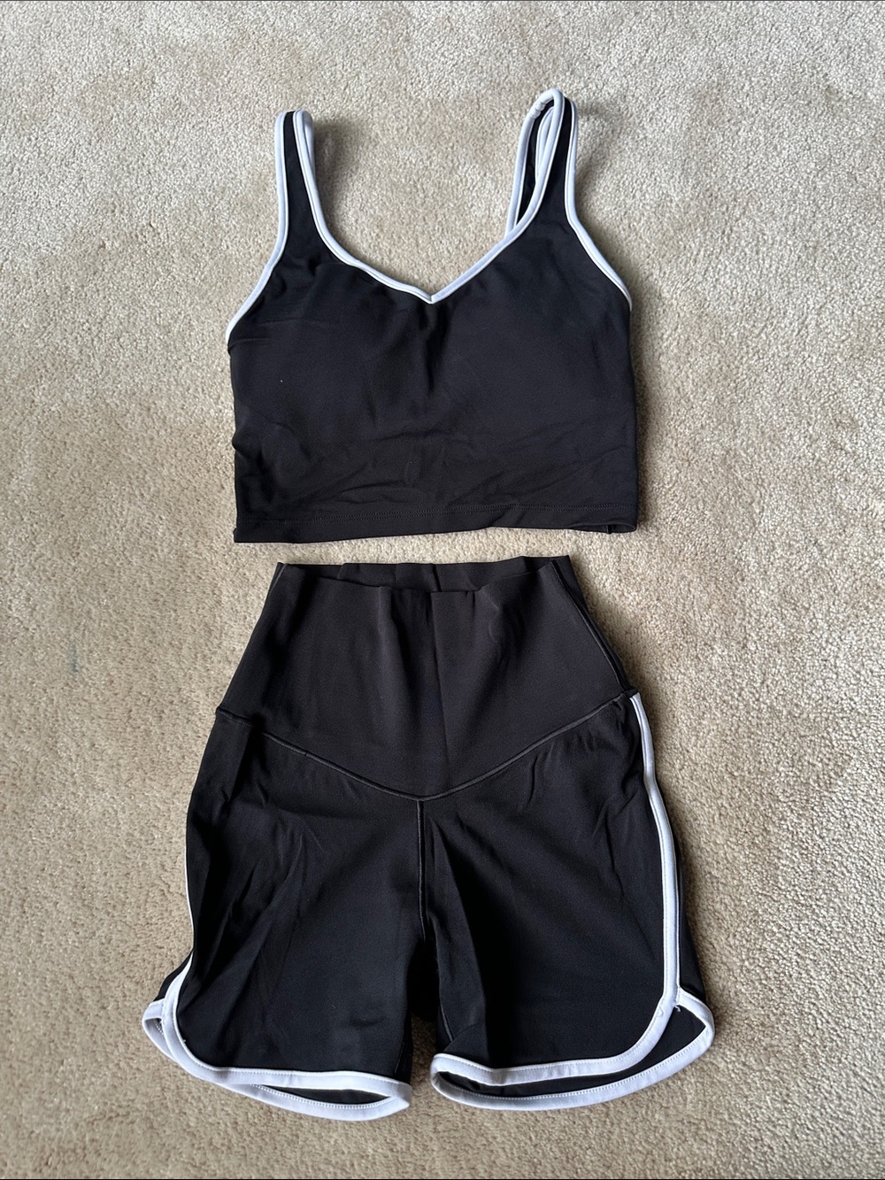 Aerie - Black Two-Piece Athletic Set with White Trim